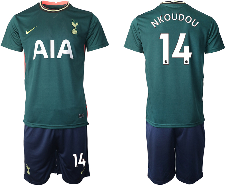 Men 2020-2021 club Tottenham away #14 green Soccer Jerseys